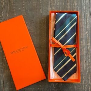 Dolcepunta Tie: Navy, Blue & White Stripes – Like New